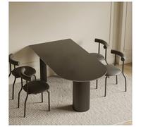 Table de salle à manger moderne et minimaliste, style romain à trois montants avec dalle de roche et pieds en acier au carbone, peut accueillir 4 à 6 personnes, convient pour cuisine, salle à manger