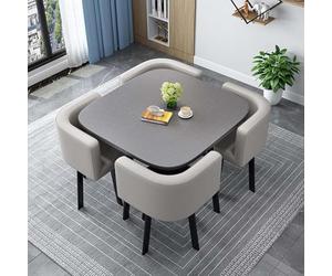 Table de salle à manger moderne ronde et carrée avec 4 chaises - Table de conférence et sièges de réception 80 cm Meuble élégant pour salle à manger et bureau