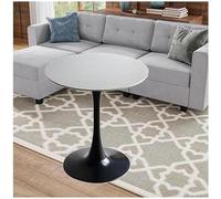 Table de salle à manger moderne ronde tulipe avec couvercle en granit et socle en métal pour cuisine salle à manger, gris, 60 cm