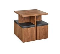 Table de salle à manger multifonctionnelle 5 pièces avec 4 repose-pieds de rangement et siège rembourré en cuir amovible (couleur : E, taille : comme indiqué) (E comme indiqué)