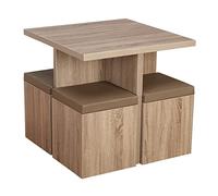 Table de salle à manger multifonctionnelle 5 pièces avec 4 repose-pieds de rangement et siège rembourré en cuir amovible (couleur : E, taille : comme indiqué) (D comme indiqué)