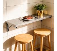Table de salle à manger murale pliante - Bureau flottant suspendu pour cuisine, buanderie, bar - Tables murales à abattant - Support pliable décoratif en acier inoxydable(L90xW40cm/L35xW16in)