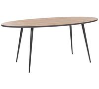 Table de Salle à Manger Ovale 180 x 90 cm Effet Bois de Chêne et Pieds en Métal Noir pour Intérieur Scandinave Rétro ou Moderne Beliani
