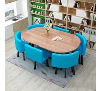 Table de salle à manger ovale avec 6 chaises - Table de conférence élégante en bois pour salle à manger et bureau, design élégant pour les intérieurs modernes