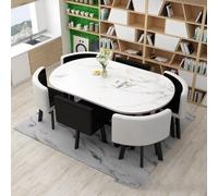 Table de salle à manger ovale avec cadre en métal et panneau MDF, grande capacité pour réunions et rassemblements