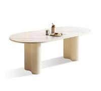 Table de salle à manger ovale moderne minimaliste avec pieds ondulés uniques pour 4 à 6 personnes, table d'appoint nordique arquée robuste et durable pour décoration de salle à manger ou de bureau