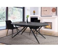 Table de salle à manger ovale Table de cuisine extensible Bois Gris Grande
