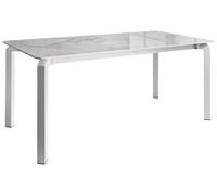Table de Salle à Manger Plateau en Pierre Agglomérée Structure en Fer Intérieur
