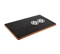 Table de salle à manger pliable 560 x 300 mm, table en bois avec 2 porte-gobelets en acier inoxydable, pieds rotatifs L-125