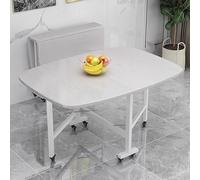 Table de salle à manger pliable avec 6 roues - Table de cuisine extensible en bois avec support en acier au carbone - Peut supporter jusqu'à 400 kg - Design compact