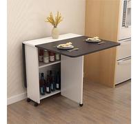 Table de salle à manger pliable avec 6 roulettes, 2 étagères ouvertes, pieds extensibles, parfaite pour le travail et l'étude, disponible en noir et blanc, design portable peu encombrant
