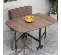 Table de salle à manger pliable avec 6 roulettes extensible en bois avec support en acier au carbone - Charge maximale de 400 kg - Gain de place - Idéale pour les petits espaces