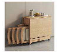 Table de salle à manger pliable avec chaises rétractables en bois massif avec tiroir de rangement, portable et extensible pour salon, hôtellerie, bureau, robuste et facile à utiliser