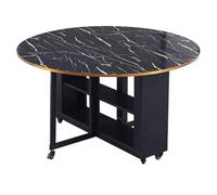 Table de salle à manger pliable avec espace de rangement, table de cuisine peu encombrante, tables pliantes mobiles pour cuisine et salon (noir, 140 x 76 cm)