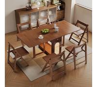 Table de salle à manger pliable avec roulettes et 2 chaises - Table rectangulaire extensible pour petits espaces - Parfaite pour la salle à manger ou le bureau - 1,2 m