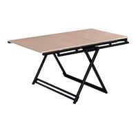 Table de salle à manger pliable compacte - Design extensible avec plateau en bois massif et cadre en métal, idéale pour les petits espaces et les maisons modernes