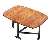 Table de salle à manger pliable en bois massif avec plateau rectangulaire extensible, design à feuilles réglables pour économiser de l'espace et roues mobiles pour une mobilité et une polyvalence