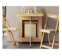 Table de salle à manger pliable en bois massif robuste avec armoires de rangement et roulettes, table de banquet de 1,4 m pour 6 personnes, design peu encombrant