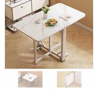 Table de salle à manger pliable en bois multifonction extensible avec coussinets réglables et support anti-basculement, parfaite pour les petits espaces (couleur 2, 120 x 80 cm)