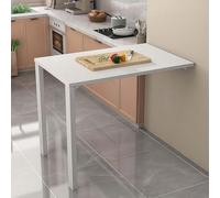 Table de salle à manger pliable, établi mural rabattable avec supports d'étagère pliables en métal, table flottante multifonction pour économiser de l'espace