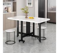 Table de salle à manger pliable extensible avec roulettes, pieds réglables, cadre en métal, buffet polyvalent pour petits espaces, salon, cuisine (blanc, 120 x 80 cm)