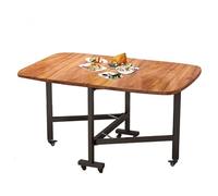 Table de salle à manger pliable mobile en bois à roulettes, design rectangulaire extensible pour petits espaces, 4 à 6 meubles peu encombrants
