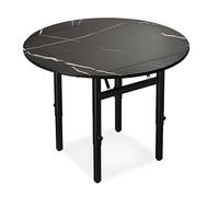 Table de salle à manger pliable portable pour petits espaces avec dessus épais et cadre en acier au carbone compact Noir 116 cm