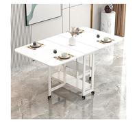 Table de salle à manger pliable sur roulettes pour 2 à 6 personnes, table console mobile pour cuisine et salle à manger avec 2 étagères de rangement, idéale pour les petits espaces (couleur)