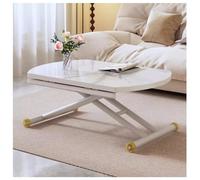 Table de salle à manger pliable - Table basse en bois réglable en hauteur avec pieds en métal, design peu encombrant pour les petits espaces, meuble multifonction (90 x 60 cm)