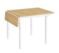 Table de Salle à Manger Pliable, Table de Cuisine Extensible, Bureau, pour 2 à 4 Personnes, rectangulaire, avec abattants, pour Petits espaces, , Couleur chêne naturel, blanc nuage Il est temps d'avoi