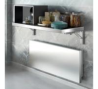 Table De Salle à Manger Pliable,Table Pliante Murale en Acier Inoxydable 304,Table Pliante Multifonctionnelle,for Laundry,Balcony,Office,Kitchen,Argent,90×40cm(35×16in)
