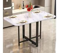 Table de salle à manger pliable ultra fine avec design pliable mobile pour le travail, l'étude et la salle à manger, table extensible avec cadre en métal et support anti-chute (options de couleur