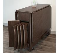 Table de salle à manger pliante avec 4 chaises, design rectangulaire en noyer, pas de montage nécessaire, table de cuisine et de maison rétractable