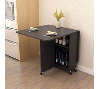 Table de salle à manger pliante avec 6 roulettes, 2 étagères de rangement ouvertes, table rectangulaire en bois pour petite salle à manger, cuisine, couleur E