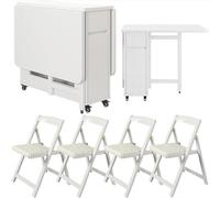 Table de salle à manger pliante avec chaises, roulettes de frein, durable et facile à nettoyer, idéale pour le bureau, l'heure du thé et les réunions sociales