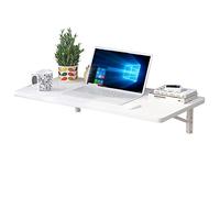 Table de salle à manger pliante avec étagères murales flottantes et feuilles tombantes Blanc 60 x 40 cm Panneau en bois stable et solide Peut supporter jusqu'à 60 kg Design économie d'espace pour la