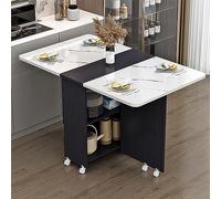 Table de salle à manger pliante avec roulettes, design rétractable et extensible, solution peu encombrante pour les cuisines et les petites salles à manger