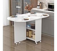 Table de salle à manger pliante avec roulettes, design rétractable et extensible, solution peu encombrante pour les cuisines et les petites salles à manger