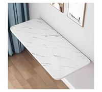 Table de salle à manger pliante compacte à fixation murale pour bureau et buanderie - Établi flottant pour ordinateur portable - Finition grain de pierre blanche