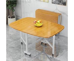 Table de salle à manger pliante en bois avec feuilles extensibles et roulettes universelles pour restaurant, salon, terrasse et terrasse (E 100 x 60)