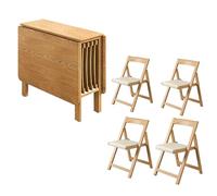 Table de salle à manger pliante en bois massif avec 4 chaises - Design papillon - Mobilier de cuisine peu encombrant pour la maison, le salon et le restaurant