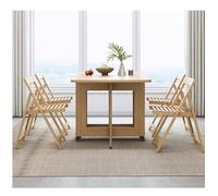 Table de salle à manger pliante en bois massif avec 6 chaises rembourrées pour salles à manger, balcons et espaces étroits