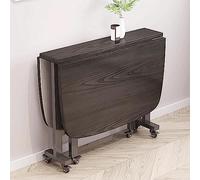 Table de salle à manger pliante en bois massif avec motif de feuilles tombantes extensibles et roulettes mobiles Idéal pour les petits espaces Noir 100 x 60 cm