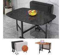 Table de salle à manger pliante en bois massif avec plateau relevable réglable en hauteur Table basse de cuisine sur 6 roulettes - Se transforme en table de salle à manger 119,4 x 81,3 x 76,2 cm