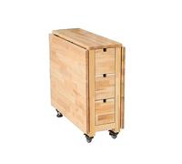 Table de salle à manger pliante en bois massif avec roulettes et tiroirs 6-8 places (1 table + 8 chaises) - Parfait pour les réunions de famille et les petits espaces