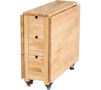 Table de salle à manger pliante en bois massif avec roulettes et tiroirs - Table de cuisine peu encombrante avec 1 table et 8 chaises - Idéal pour les réunions de famille et les petites salles à