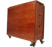 Table de salle à manger pliante en bois massif avec roulettes et tiroirs - Table de cuisine peu encombrante avec 1 table et 8 chaises - Idéal pour les réunions de famille et les petites salles à
