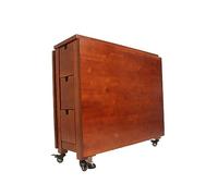 Table de salle à manger pliante en bois massif pour 6 à 8 personnes avec roulettes et tiroirs - Table basse de cuisine élégante avec 6 chaises design peu encombrant pour un rangement facile