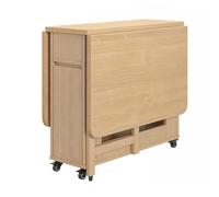 Table de salle à manger pliante en bois massif rétractable avec tiroir de rangement, table compacte pour économiser de l'espace pour cuisine familiale et salle à manger, 1,3 m