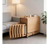 Table de Salle à Manger Pliante Extensible avec 1 tiroir de Rangement caché et 4 roulettes, 140 cm, Table Peu encombrante for Petits espaces, Salon et Cuisine(6 Chairs)